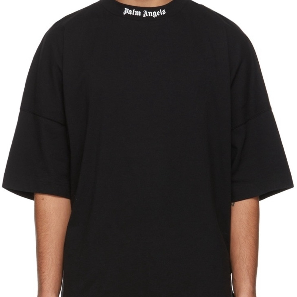 Palm Angels Black Oversized Logo Crewneck Tee
